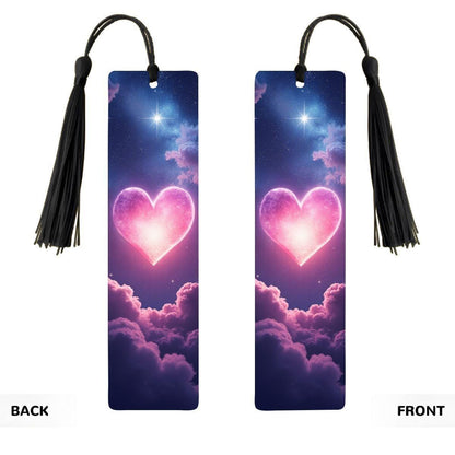 ColorFlow | Cosmic Pink Heart Metal Bookmark Celestial Galaxy Love Aesthetic Gift for Readers | Optional Personalization