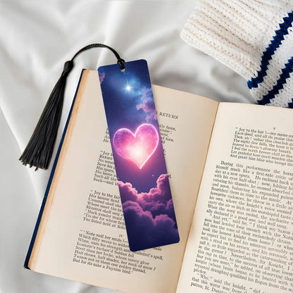 ColorFlow | Cosmic Pink Heart Metal Bookmark Celestial Galaxy Love Aesthetic Gift for Readers | Optional Personalization