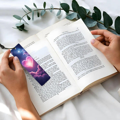 ColorFlow | Cosmic Pink Heart Metal Bookmark Celestial Galaxy Love Aesthetic Gift for Readers | Optional Personalization