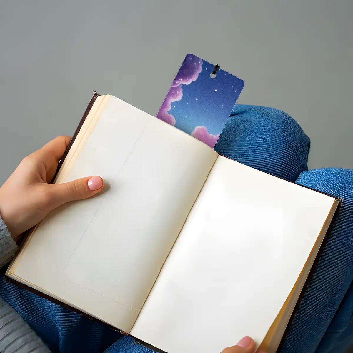 ColorFlow | Cosmic Nebula Heart Metal Bookmark Pink Blue Galaxy Swirl Fantasy Book Gift | Optional Personalization