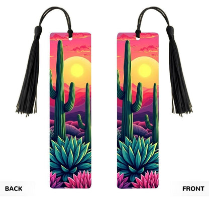ColorFlow | Desert Sunrise Cactus Art Metal Bookmark Colorful Southwest Landscape Reading Gift | Optional Personalization