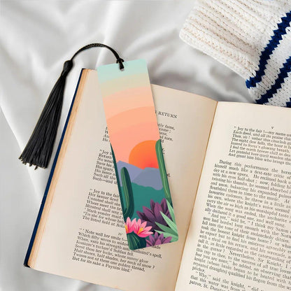 ColorFlow | Desert Sunset Cactus Art Metal Bookmark Vibrant Southwest Landscape Reading Gift | Optional Personalization