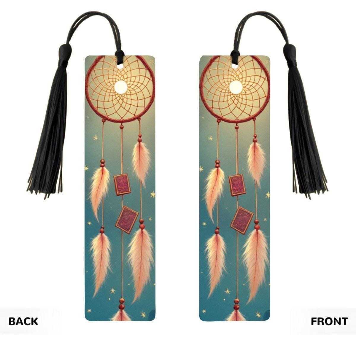 ColorFlow | Dreamcatcher Moon Feather Metal Bookmark Boho Celestial Spiritual Reading Gift | Optional Personalization