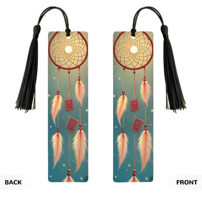 ColorFlow | Dreamcatcher Moon Feather Metal Bookmark Boho Celestial Spiritual Reading Gift | Optional Personalization