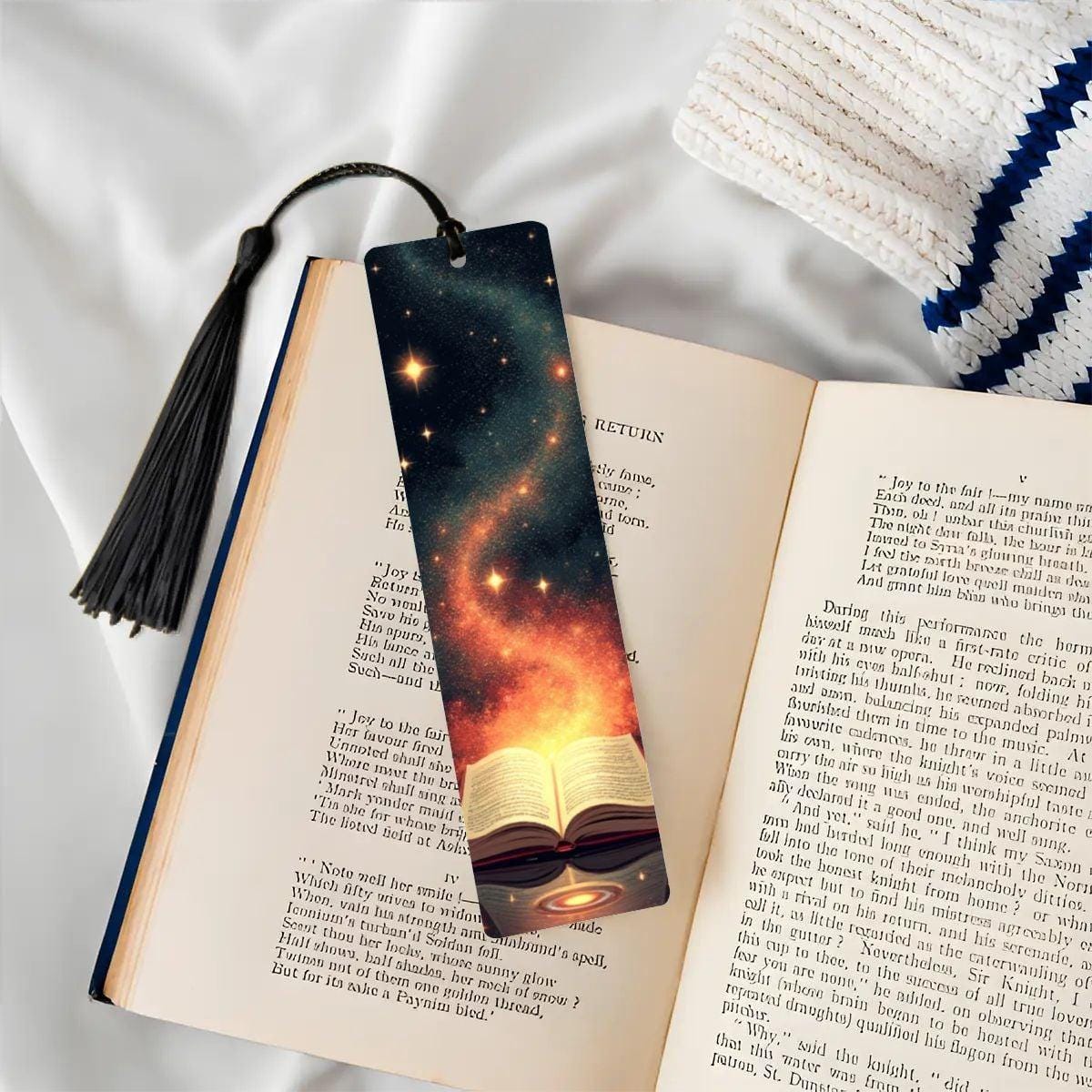 ColorFlow | Enchanted Galaxy Book Metal Bookmark Cosmic Starry Night Fantasy Reading Gift | Optional Personalization