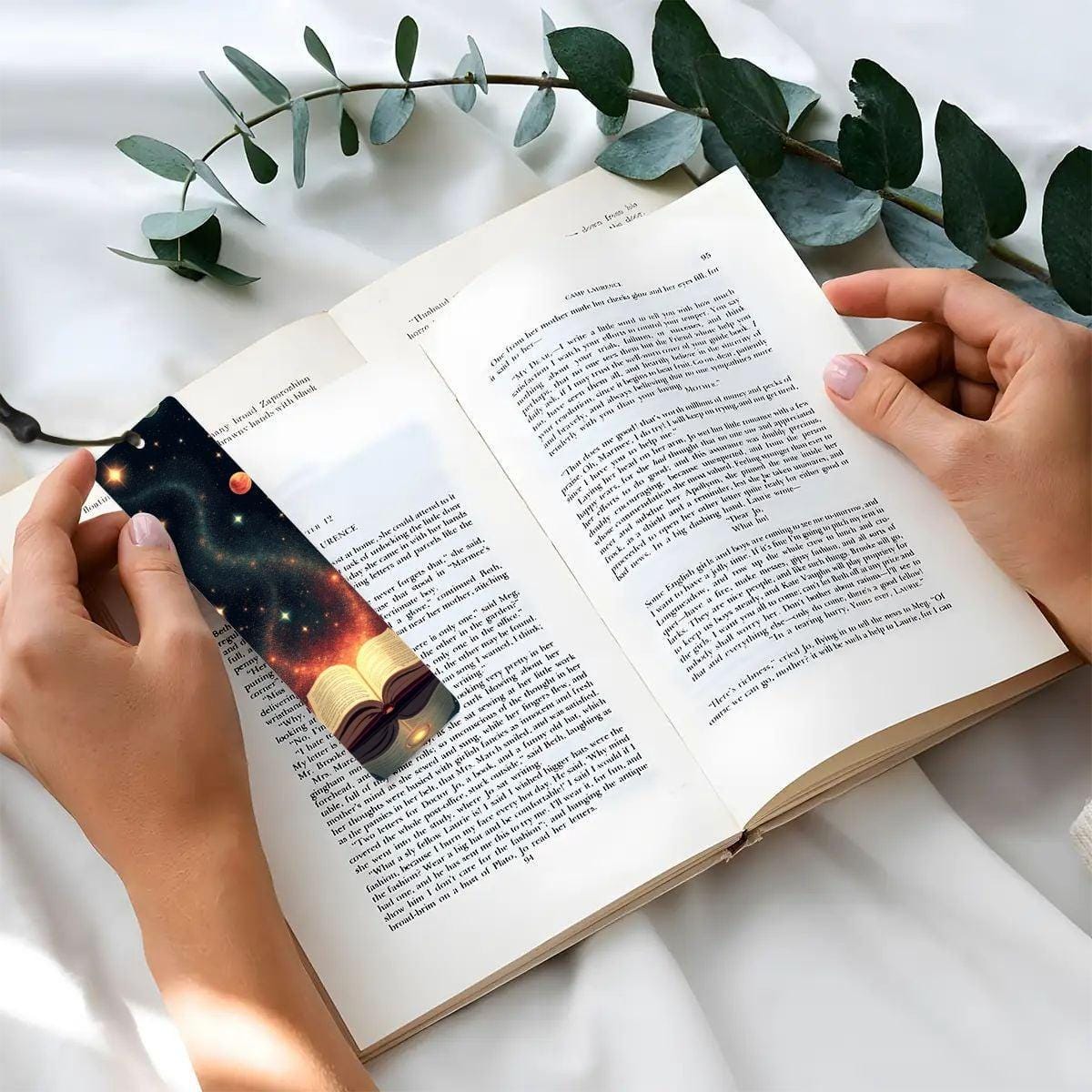 ColorFlow | Galaxy Planets Book Metal Bookmark Celestial Cosmic Space Reading Lover Gift | Optional Personalization