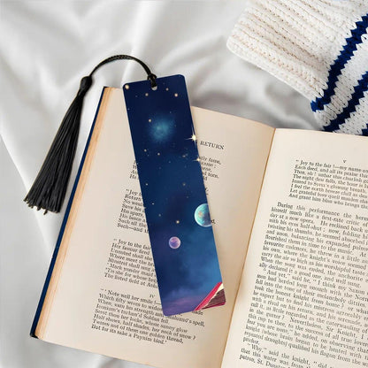 ColorFlow | Galaxy Planets Night Sky Book Metal Bookmark Cosmic Stars Fantasy Reading Gift | Optional Personalization