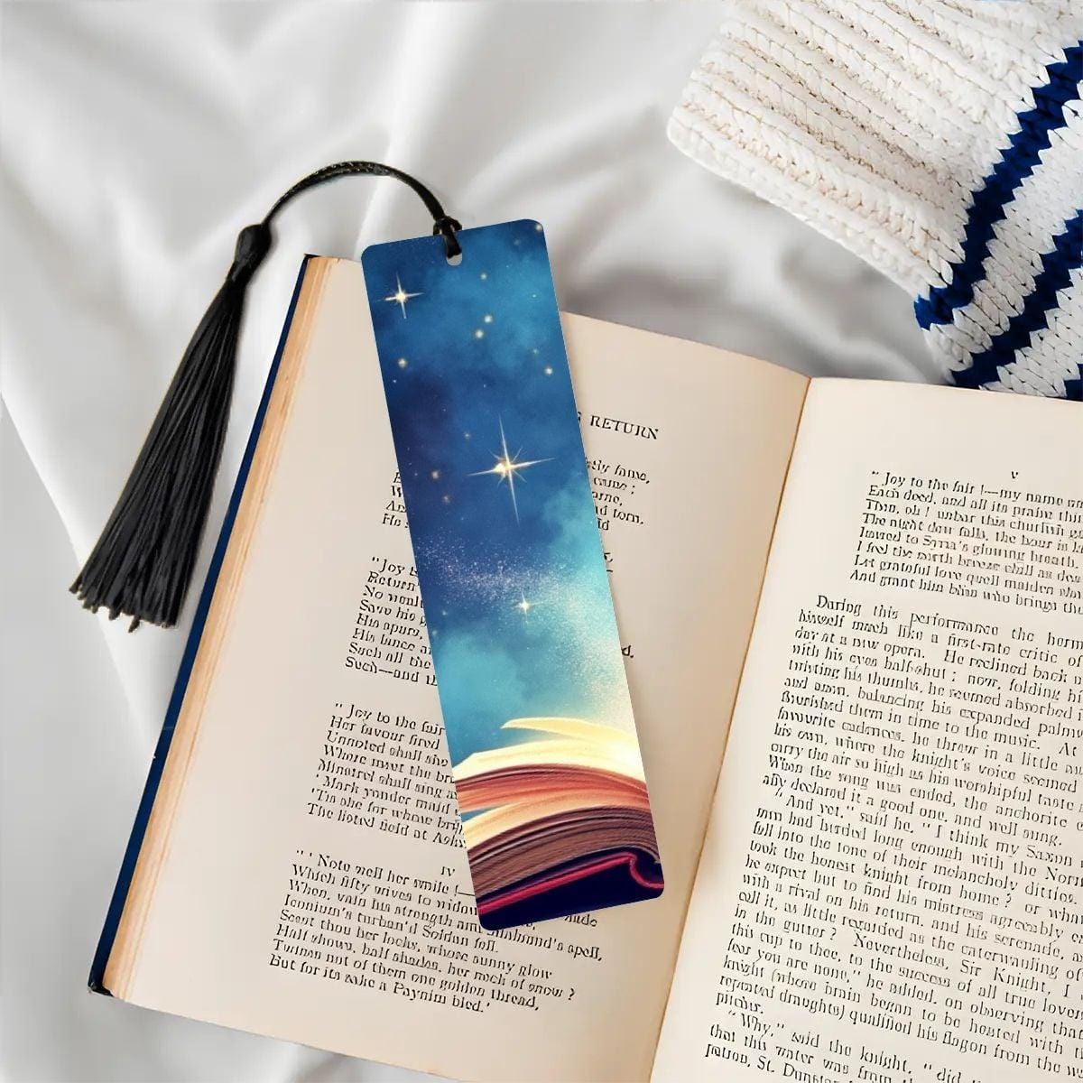 ColorFlow | Magical Celestial Book Metal Bookmark Starry Night Fantasy Reading Lover Gift | Optional Personalization