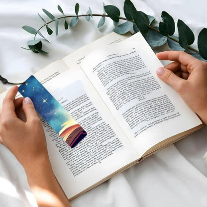 ColorFlow | Magical Celestial Book Metal Bookmark Starry Night Fantasy Reading Lover Gift | Optional Personalization