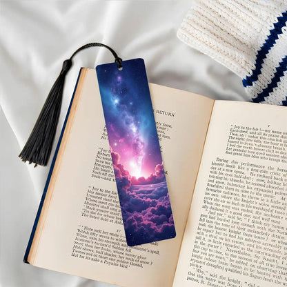 ColorFlow | Milky Way Galaxy Metal Bookmark Purple Celestial Night Sky Vaporwave Reading Gift | Optional Personalization