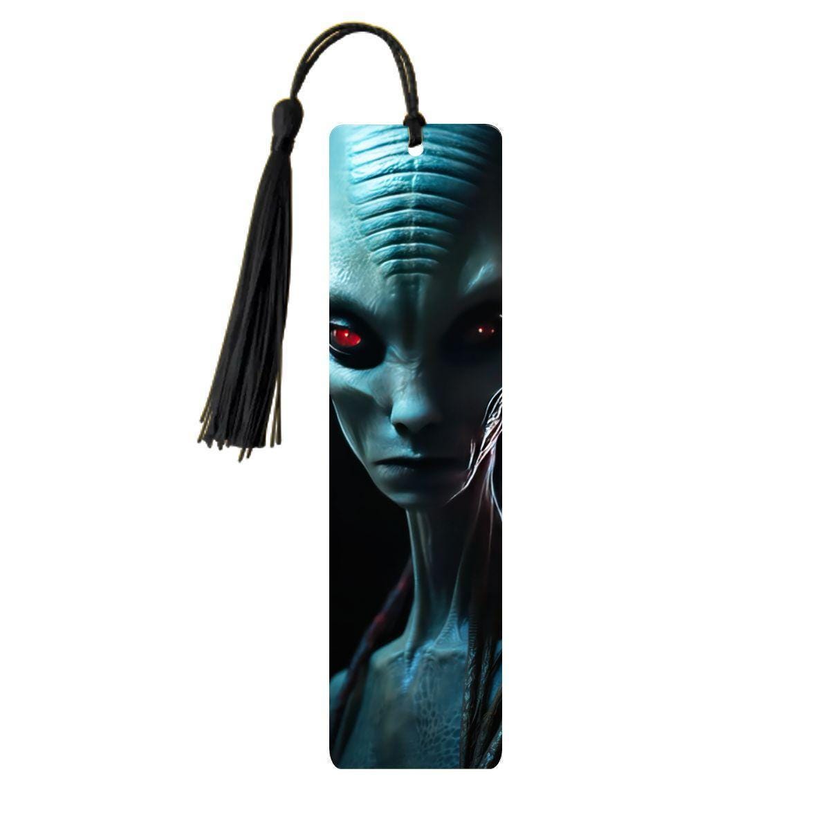 ColorFlow | Red Eye Alien Metal Bookmark Sci Fi Extraterrestrial Dark Creature Futuristic Design Art Style | Optional Personalization