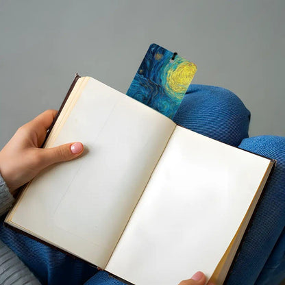ColorFlow | Starry Night Windmill Metal Bookmark Van Gogh Inspired Tulip Field Art Double Sided Aluminum Reading Gift | Optional Personaliza
