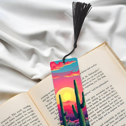 ColorFlow | Vibrant Desert Sunset Cactus Art Metal Bookmark Colorful Southwest Landscape Reading Gift | Optional Personalization