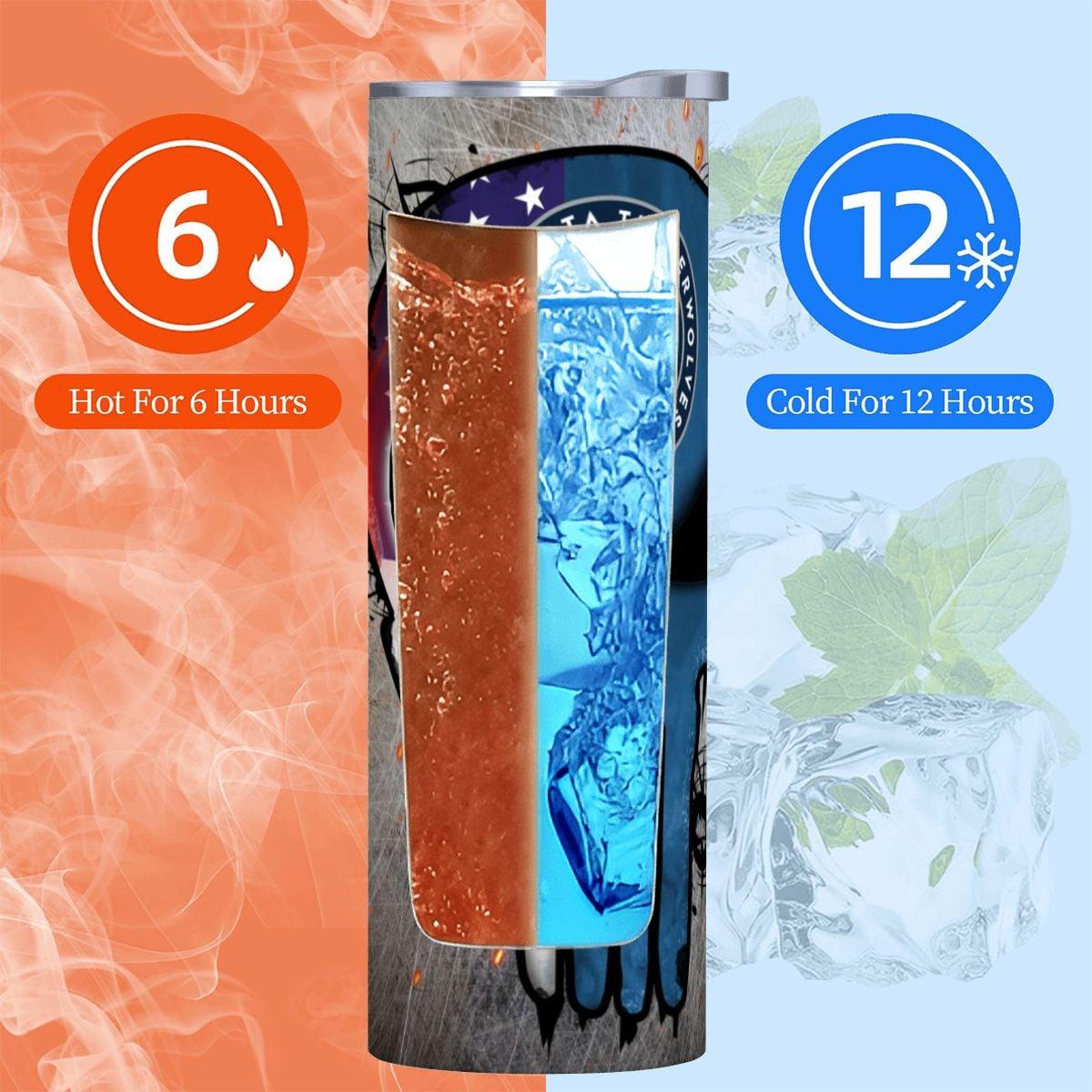 ColorFlow | Minnesota Basketball Inspired 20oz Straight Tumbler | Timber Wolf Skull American Flag Design | Personalization Optional