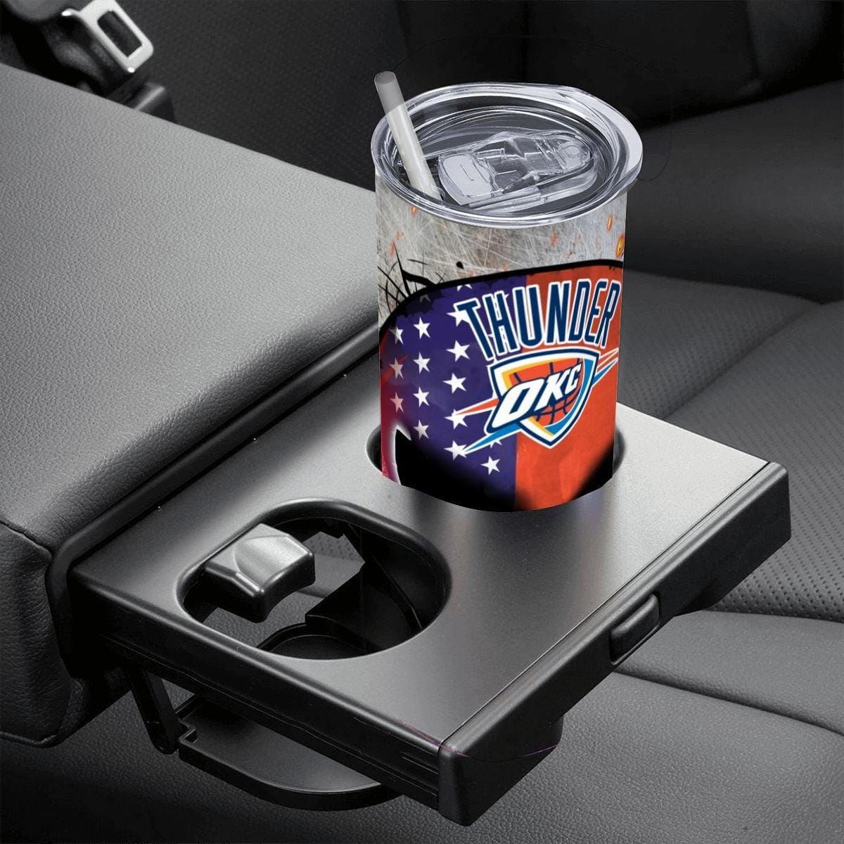 ColorFlow | Oklahoma City Basketball Inspired 20oz Straight Tumbler | Thunder Skull American Flag Design | Personalization Optional
