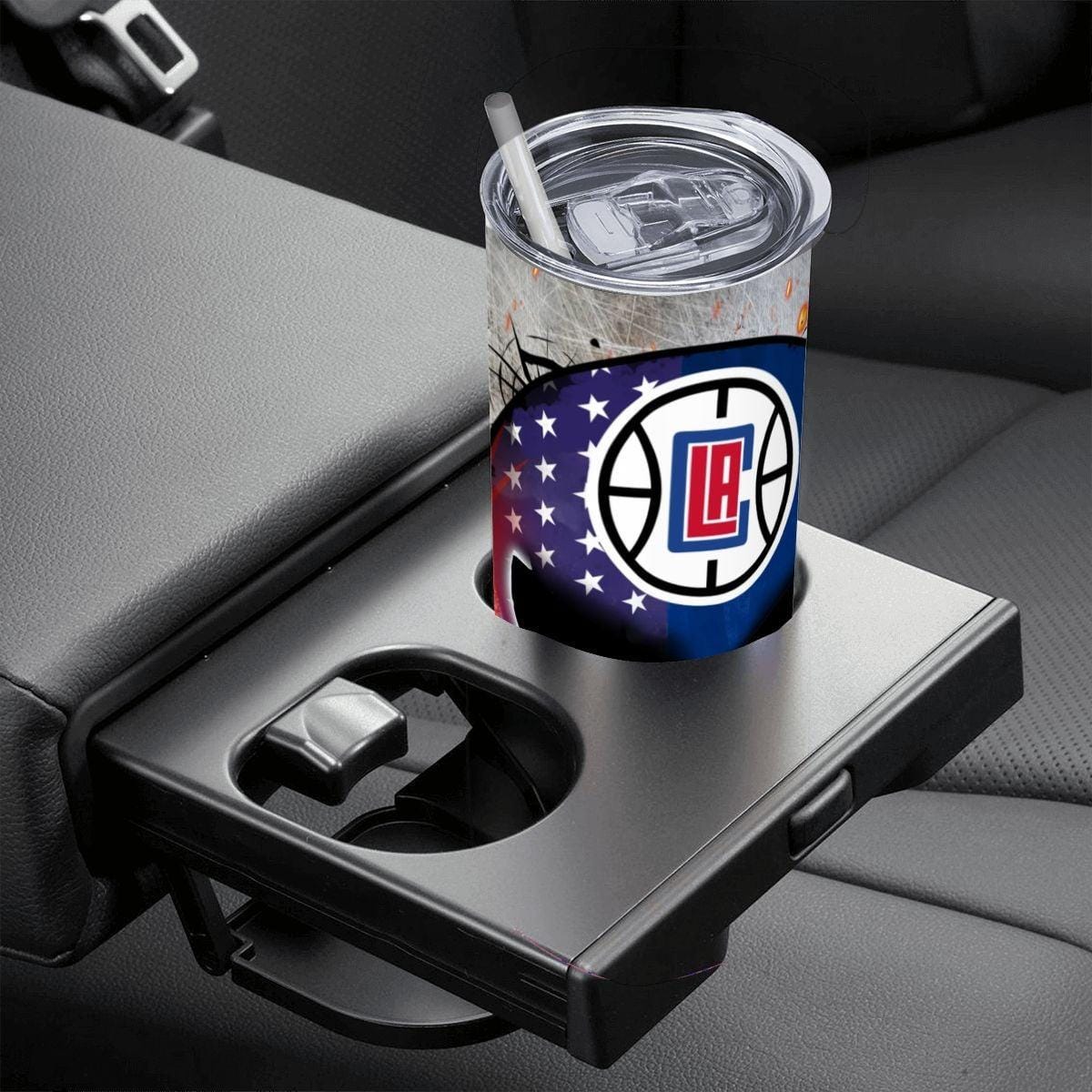 ColorFlow | Los Angeles Basketball Inspired 20oz Straight Tumbler | Clippers Skull American Flag Design | Personalization Optional
