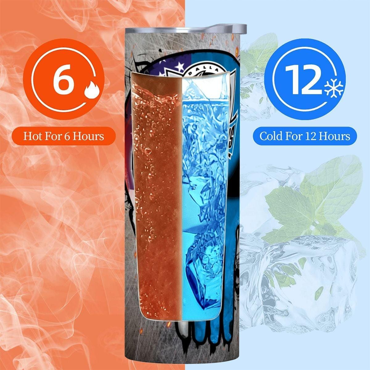 ColorFlow | Dallas Basketball Inspired 20oz Straight Tumbler | Mavericks Skull American Flag Design | Personalization Optional