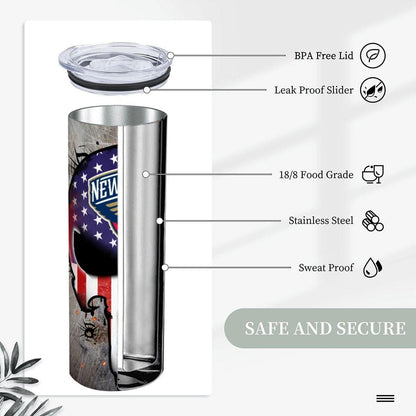 ColorFlow | New Orleans Basketball Inspired 20oz Straight Tumbler | Pelicans Skull American Flag Design | Personalization Optional