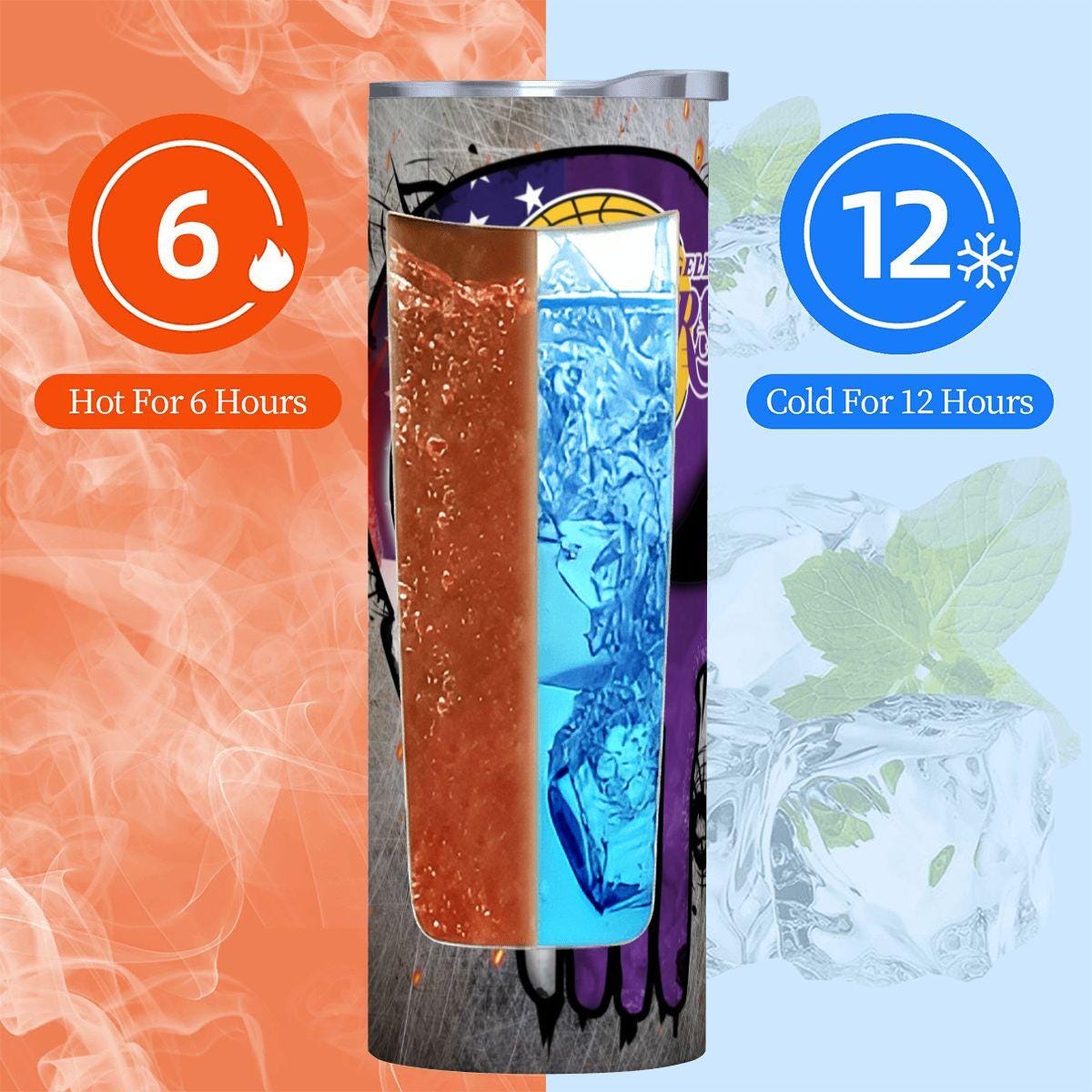 ColorFlow | Los Angeles Basketball Inspired 20oz Straight Tumbler | Lakers Skull American Flag Design | Personalization Optional