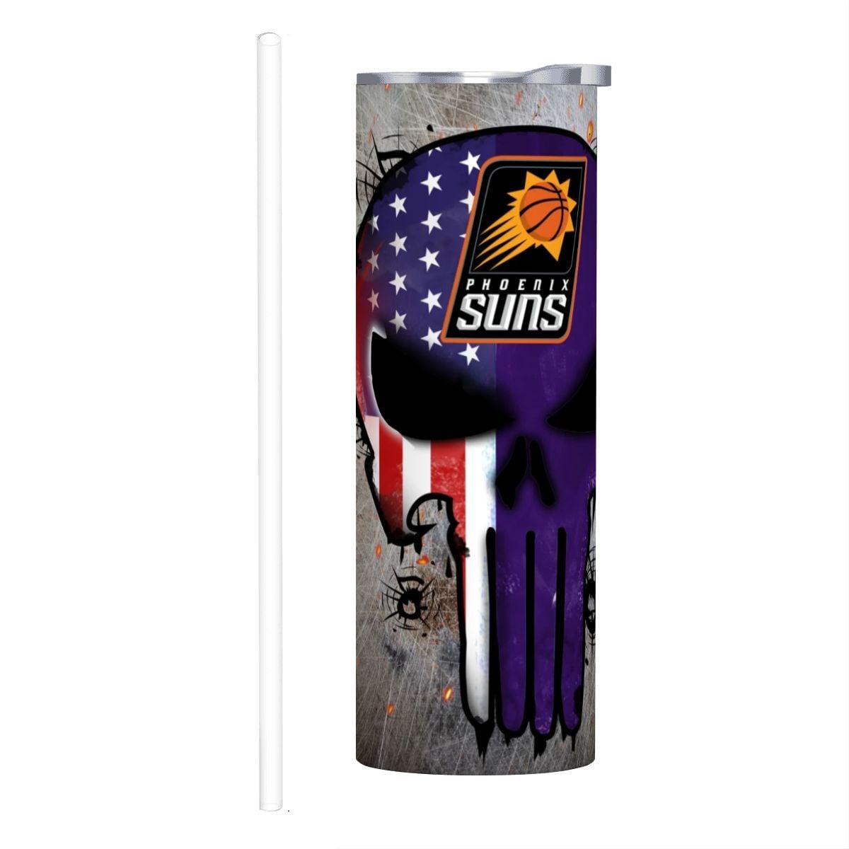 ColorFlow | Phoenix Basketball Inspired 20oz Straight Tumbler | Suns Skull American Flag Design | Personalization Optional