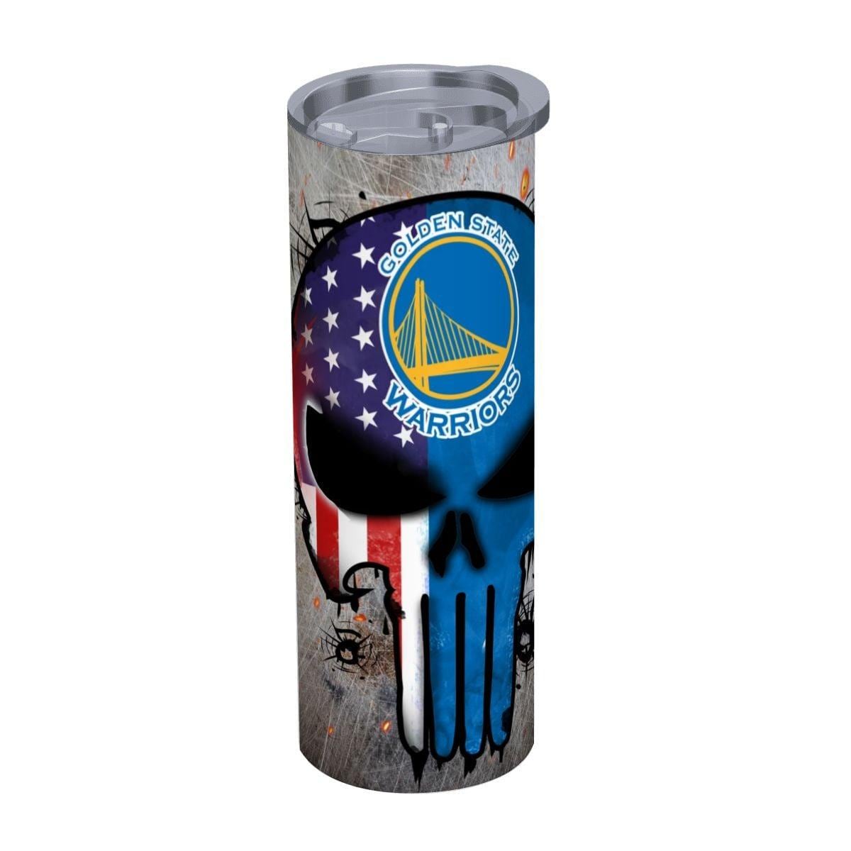 ColorFlow | Golden State Basketball Inspired 20oz Straight Tumbler | Warriors Skull American Flag Design | Personalization Optional