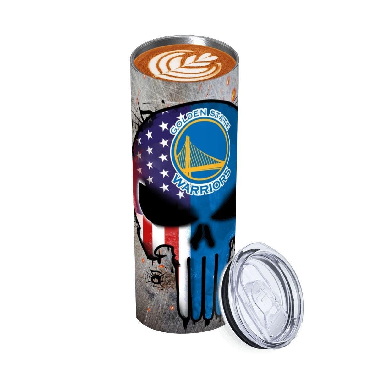 ColorFlow | Golden State Basketball Inspired 20oz Straight Tumbler | Warriors Skull American Flag Design | Personalization Optional
