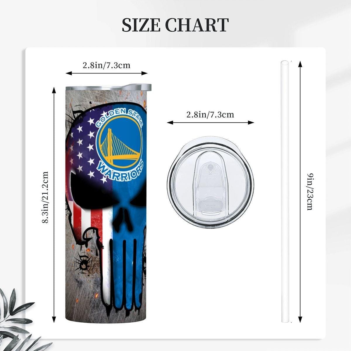 ColorFlow | Golden State Basketball Inspired 20oz Straight Tumbler | Warriors Skull American Flag Design | Personalization Optional