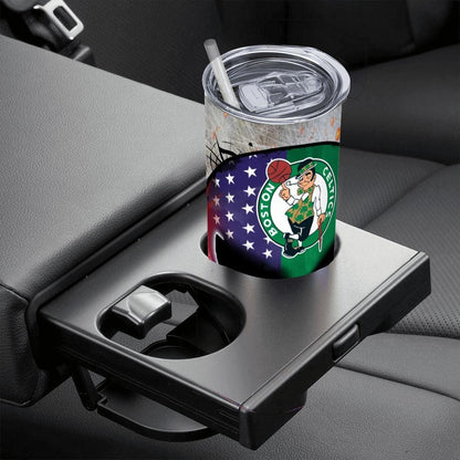 ColorFlow | Boston Basketball Inspired 20oz Straight Tumbler | Celtics Skull American Flag Design | Personalization Optional
