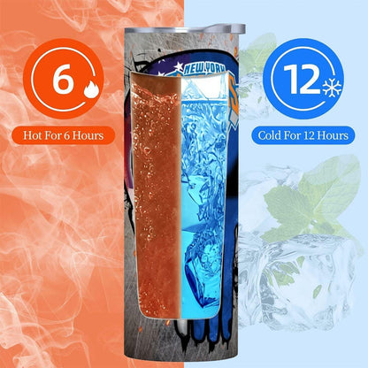 ColorFlow | New York Basketball Inspired 20oz Straight Tumbler | Knicks Skull American Flag Design | Personalization Optional