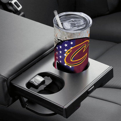 ColorFlow | Cleveland Basketball Inspired 20oz Straight Tumbler | Cavaliers Skull American Flag Design | Personalization Optional