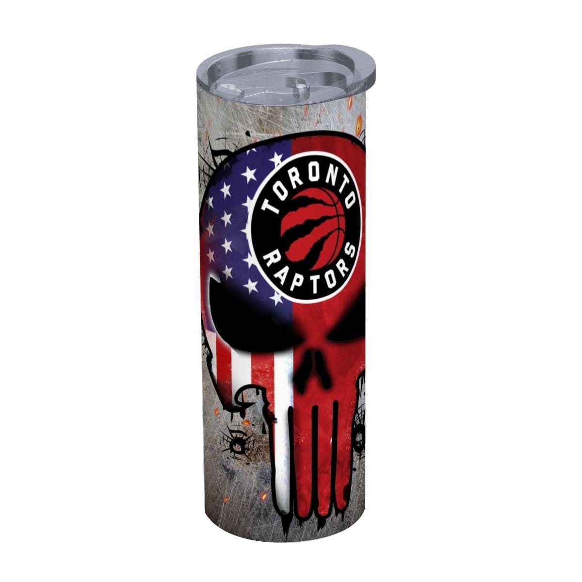 ColorFlow | Toronto Basketball Inspired 20oz Straight Tumbler | Raptors Skull American Flag Design | Personalization Optional