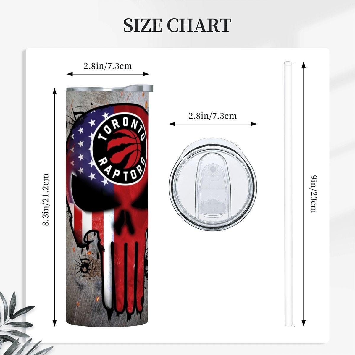 ColorFlow | Toronto Basketball Inspired 20oz Straight Tumbler | Raptors Skull American Flag Design | Personalization Optional