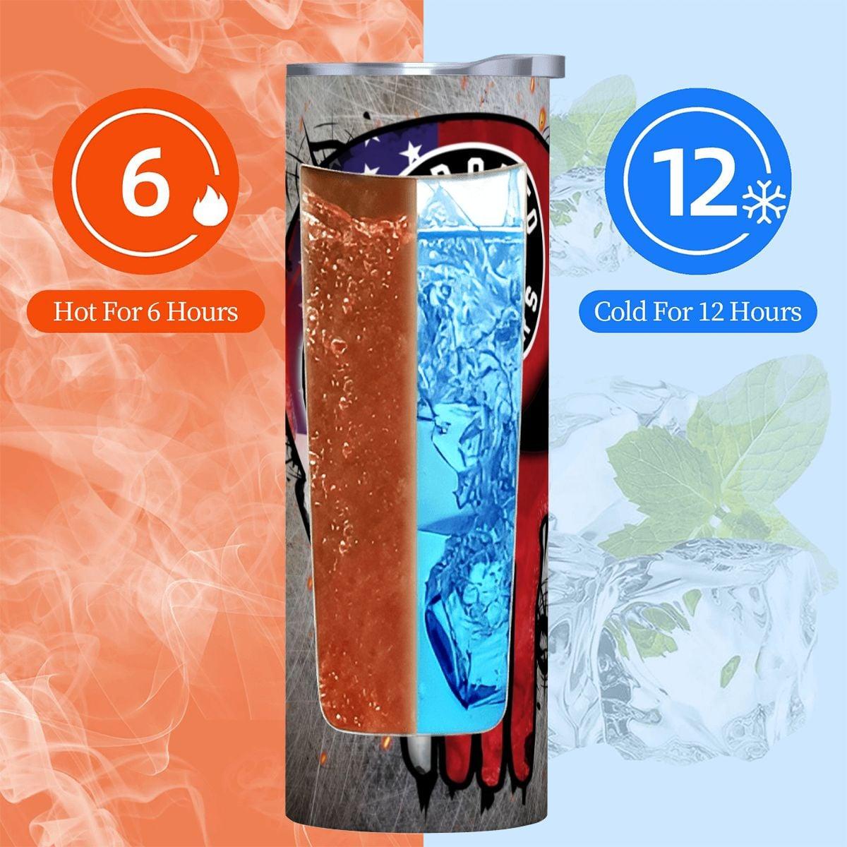 ColorFlow | Toronto Basketball Inspired 20oz Straight Tumbler | Raptors Skull American Flag Design | Personalization Optional