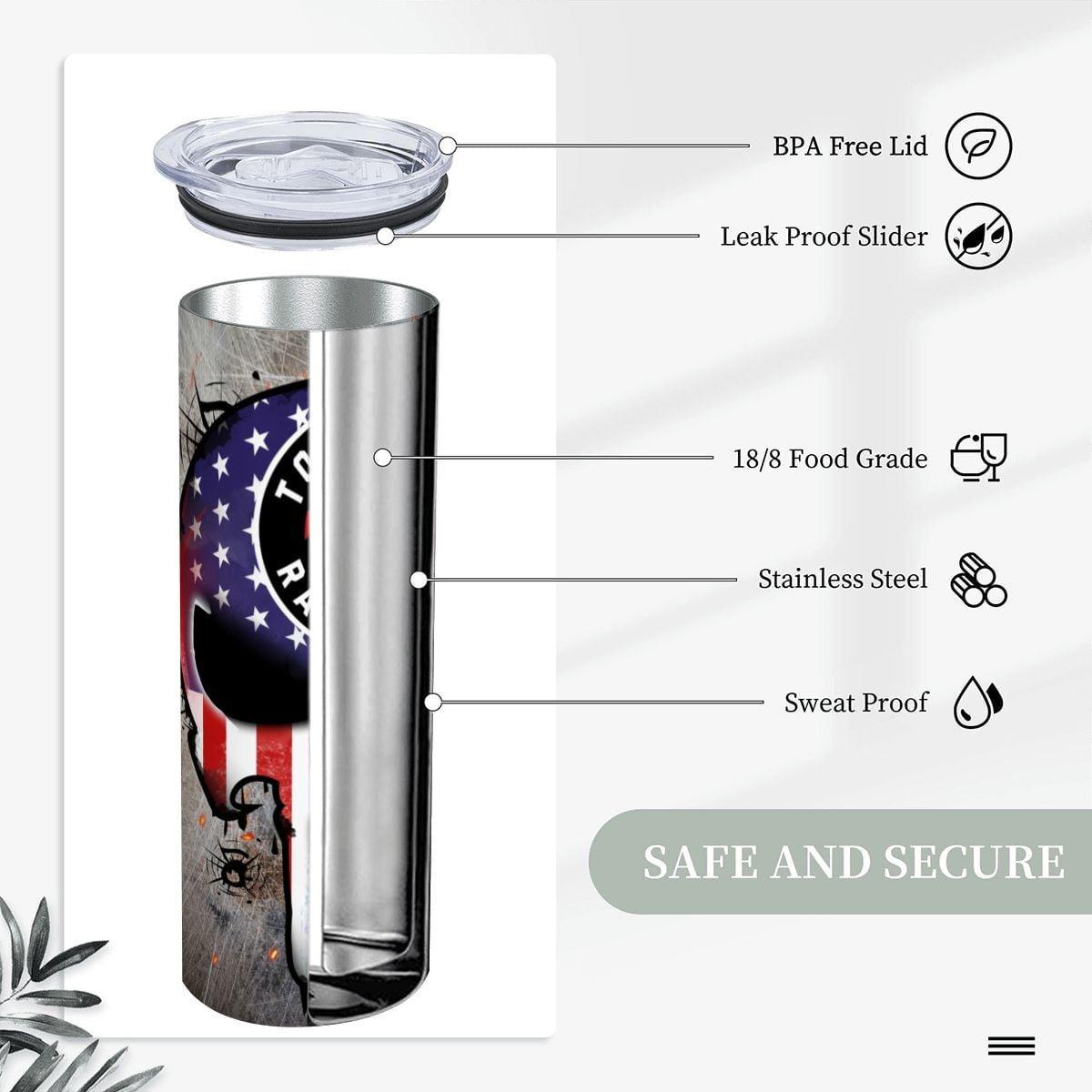 ColorFlow | Toronto Basketball Inspired 20oz Straight Tumbler | Raptors Skull American Flag Design | Personalization Optional