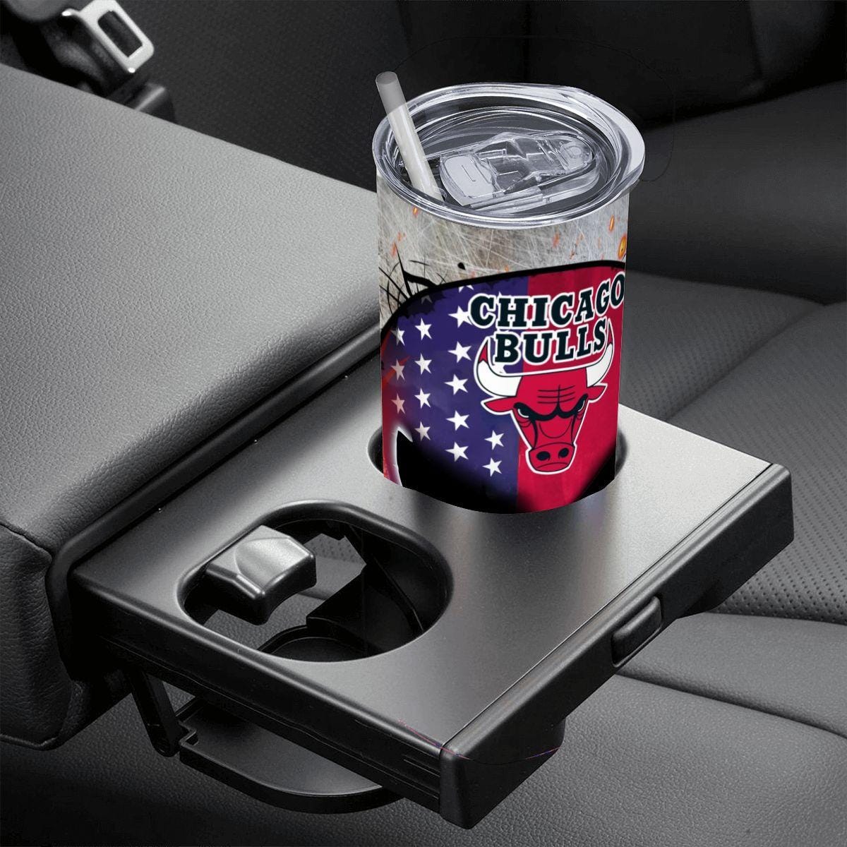 ColorFlow | Chicago Basketball Inspired 20oz Straight Tumbler | Bulls Skull American Flag Design | Personalization Optional