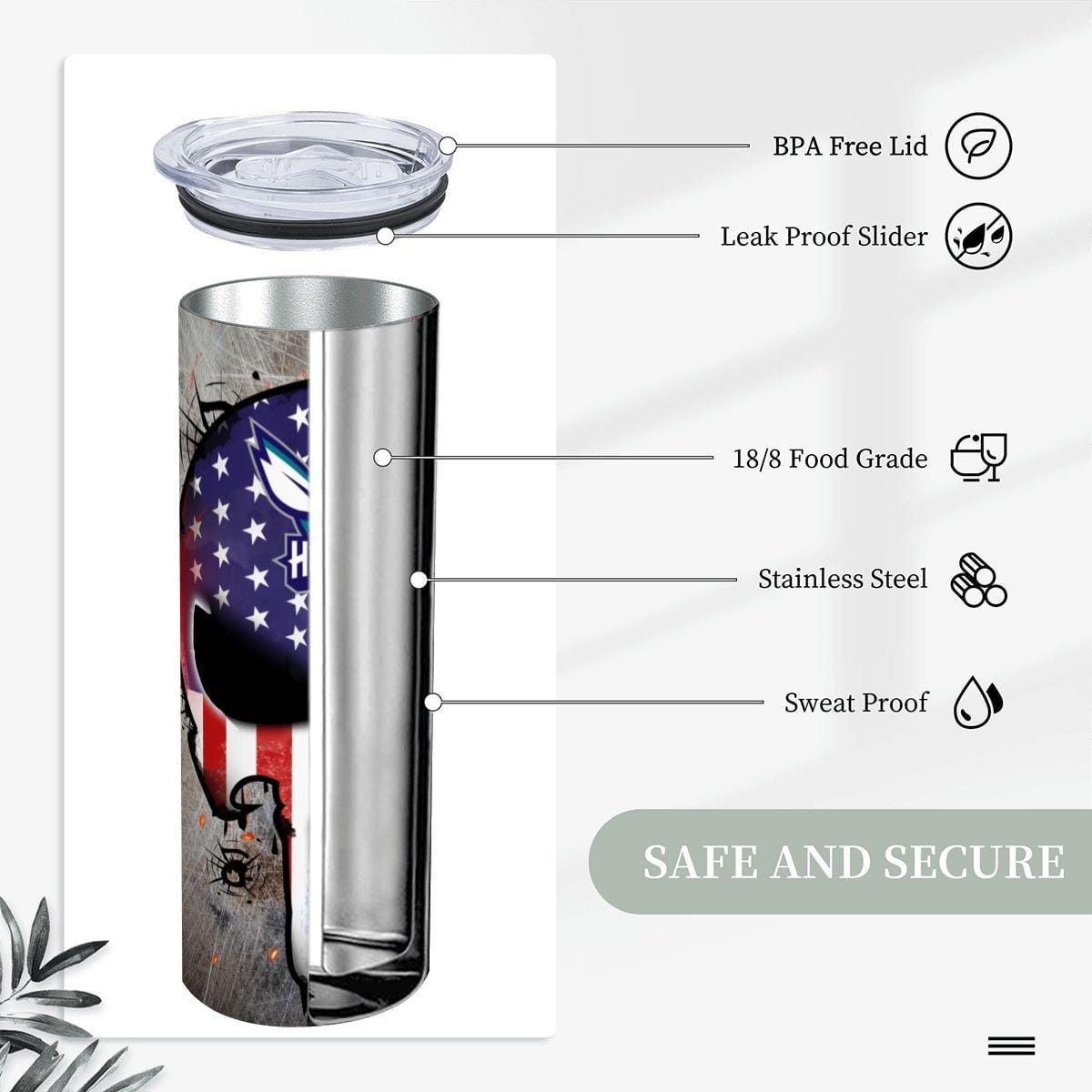 ColorFlow | Charlotte Basketball Inspired 20oz Straight Tumbler | Hornets Skull American Flag Design | Personalization Optional