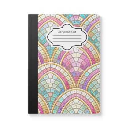 ColorFlow | Pastel Mosaic Arch Pattern Composition Notebook | Colorful Geometric Journal for School and Work