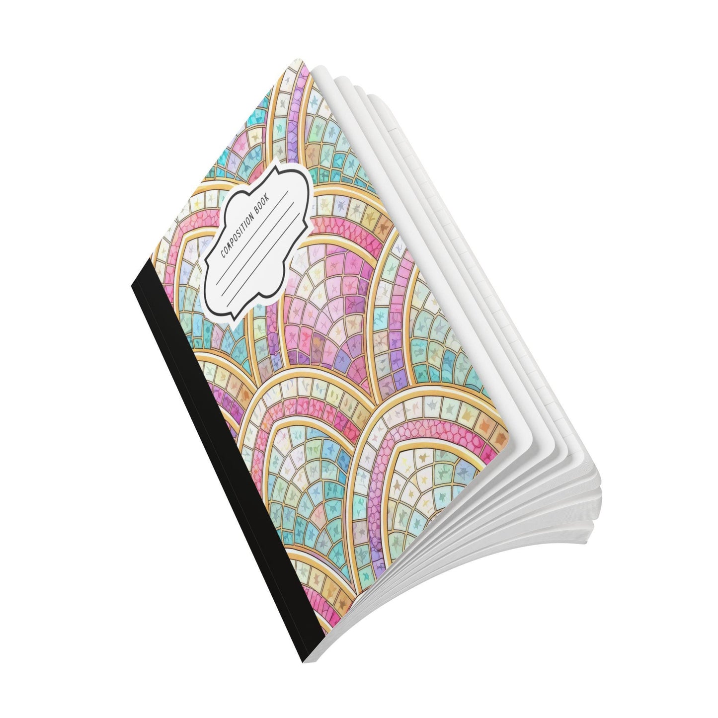 ColorFlow | Pastel Mosaic Arch Pattern Composition Notebook | Colorful Geometric Journal for School and Work