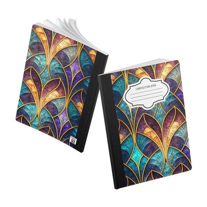 ColorFlow | Jewel Tone Art Deco Composition Notebook | Luxe Geometric Pattern Journal for School Work and Writing