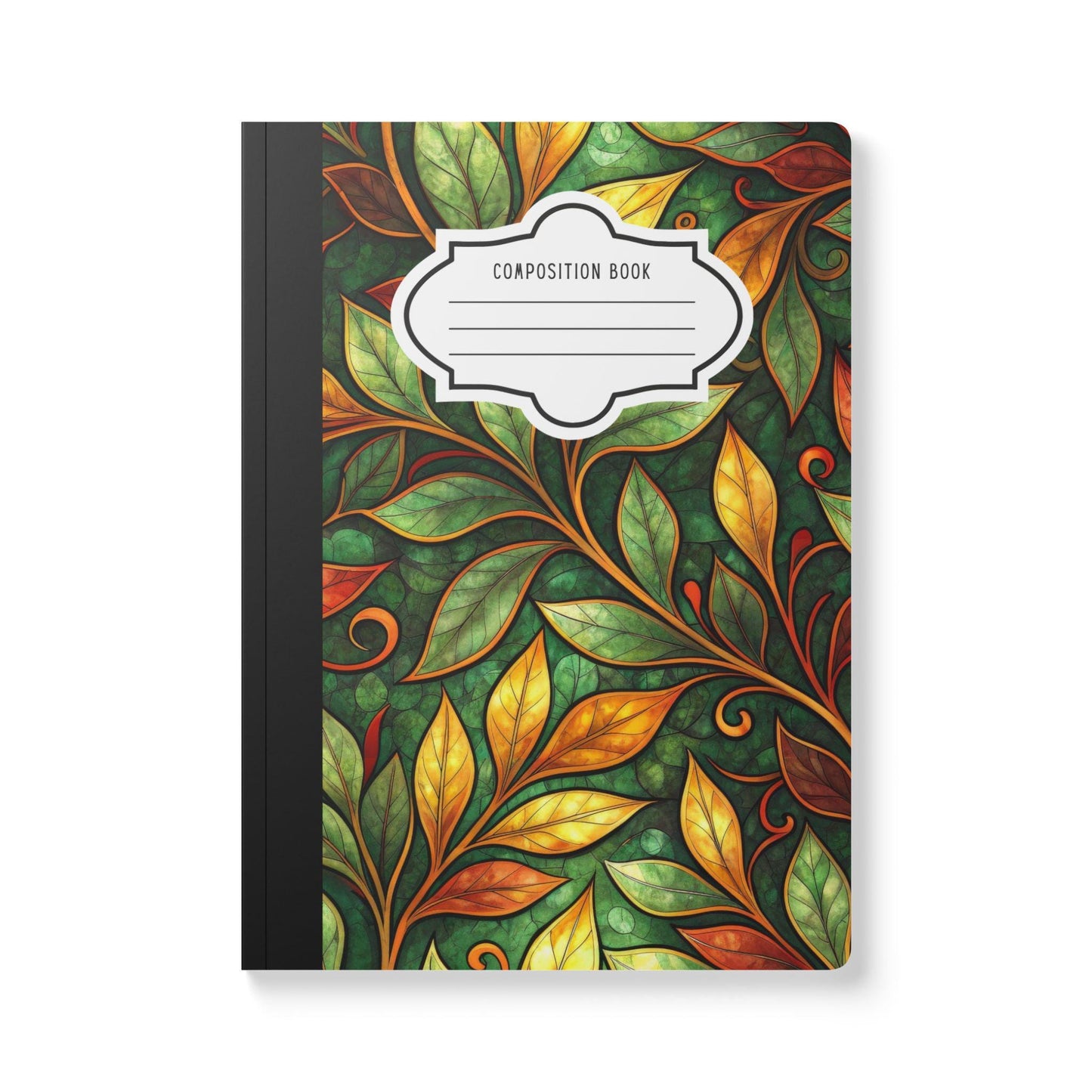ColorFlow | Autumn Botanical Leaves Composition Notebook | Warm Nature Pattern Journal for School Work and Writing
