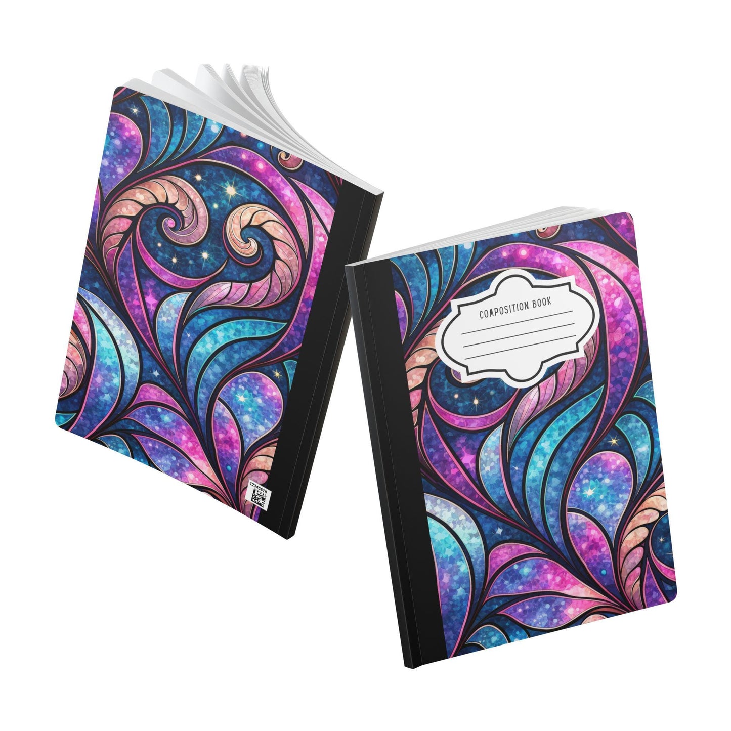 ColorFlow | Cosmic Swirl Galaxy Composition Notebook | Celestial Pink Blue Pattern Journal for School Work and Writing