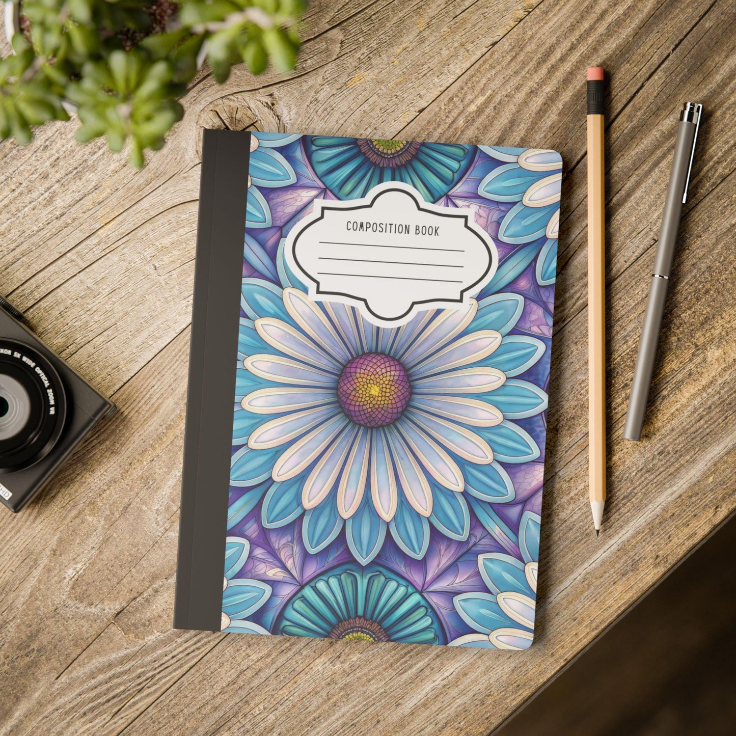 ColorFlow | Blue Daisy Bloom Composition Notebook | Bright Floral Pattern Journal for School Work and Creative Writing