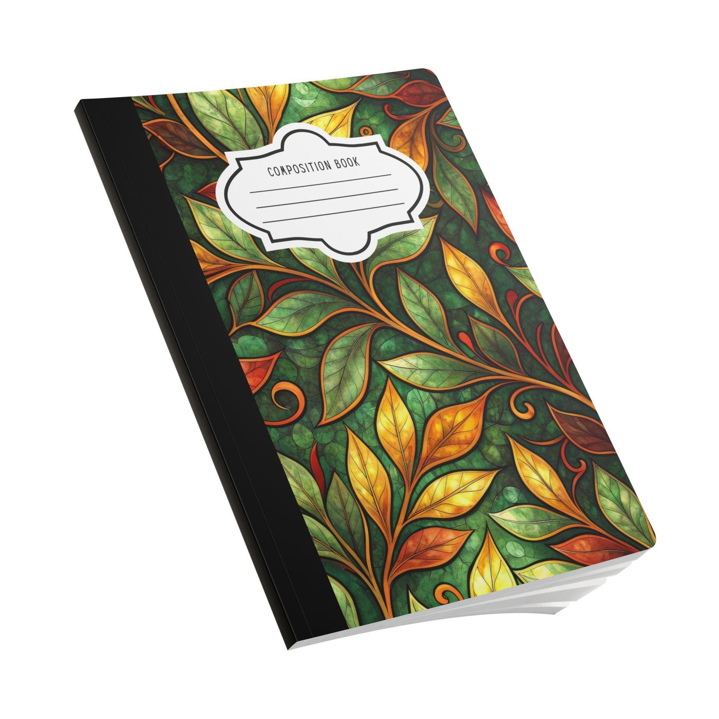 ColorFlow | Autumn Botanical Leaves Composition Notebook | Warm Nature Pattern Journal for School Work and Writing