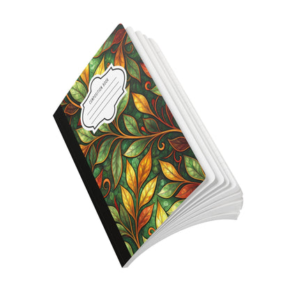 ColorFlow | Autumn Botanical Leaves Composition Notebook | Warm Nature Pattern Journal for School Work and Writing