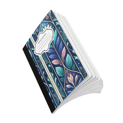 ColorFlow | Stained Glass Floral Composition Notebook | Elegant Blue Botanical Pattern Journal for School and Writing