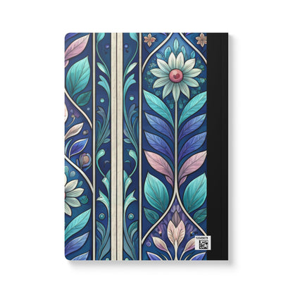 ColorFlow | Stained Glass Floral Composition Notebook | Elegant Blue Botanical Pattern Journal for School and Writing