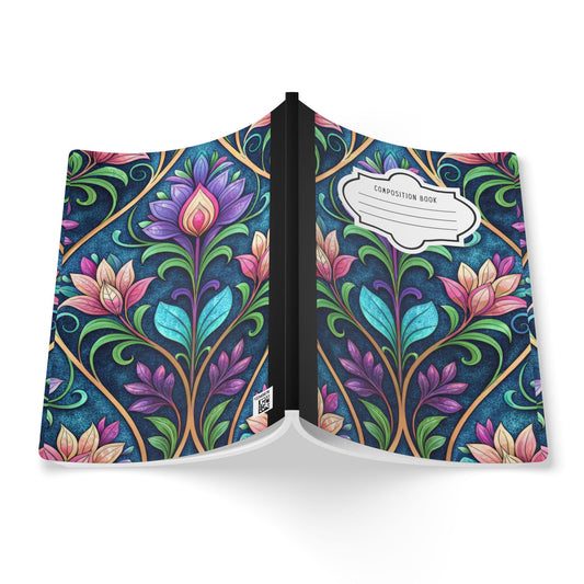 ColorFlow | Enchanted Floral Vine Composition Notebook | Colorful Botanical Pattern Journal for School Work and Writing