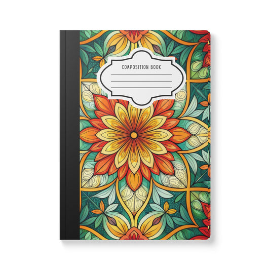 ColorFlow | Sunlit Mandala Bloom Composition Notebook | Vibrant Floral Pattern Journal for School Work and Creativity