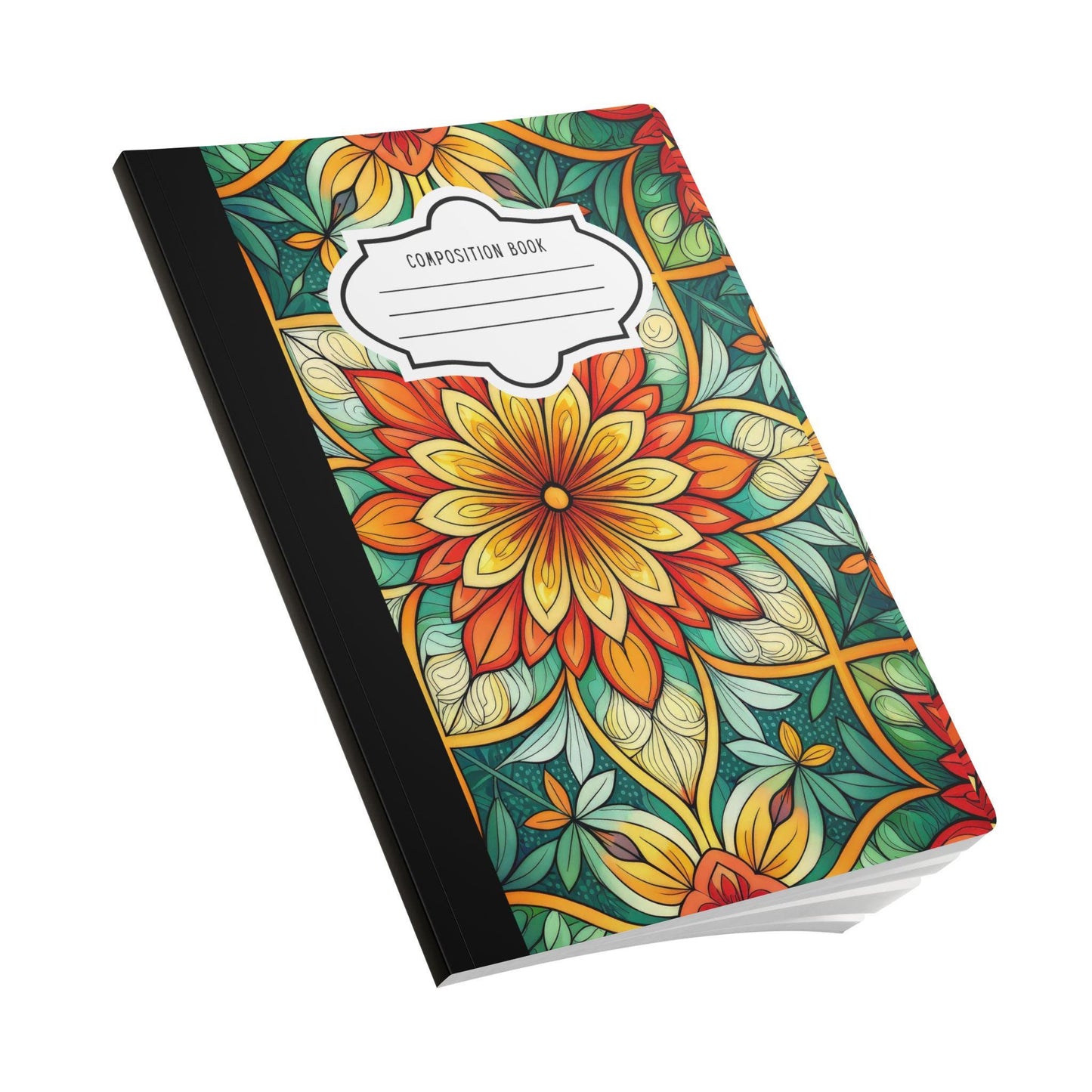 ColorFlow | Sunlit Mandala Bloom Composition Notebook | Vibrant Floral Pattern Journal for School Work and Creativity