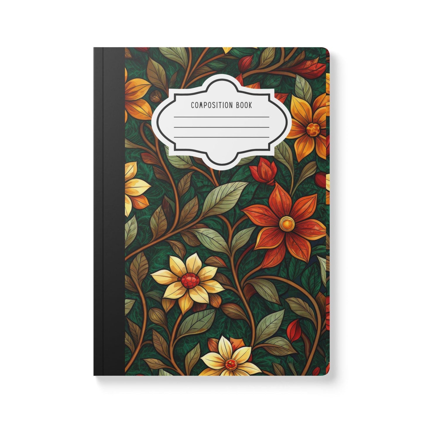 ColorFlow | Rustic Autumn Garden Composition Notebook | Warm Floral Pattern Journal for School Work and Notes